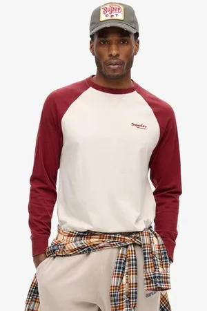 Superdry Mannen Essential Baseballtop met Logo en Lange Mouwen Grootte: L
