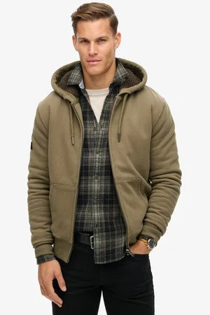 Superdry Mannen Hoodie met Rits en Borgvoering Grootte: M