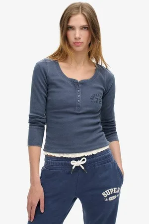 Superdry Vrouwen Athletic Buttondown top met Lange Mouwen Grootte: 38-40