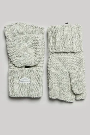 Superdry Vrouwen Gebreide Handschoenen met Kabelpatroon Grootte: 1SIZE