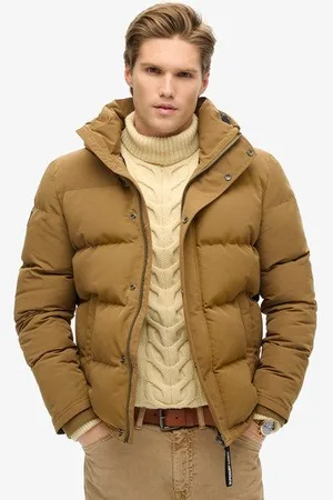 Superdry Mannen Korte Everest Pufferjas met Capuchon Grootte: M