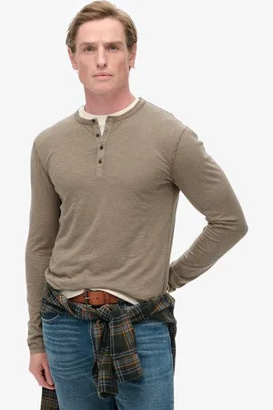 Superdry Mannen Jersey Grandad-top met Lange Mouwen Grootte: XL