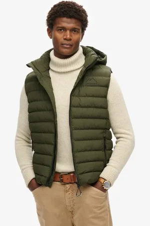 Superdry Mannen Gewatteerde Fuji Sport Bodywarmer met Capuchon Grootte: S