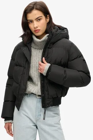 Superdry Vrouwen Sports Puffer Bomberjack met Capuchon Grootte: 40