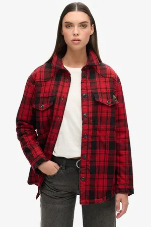 Superdry Vrouwen Geruit Overhemd van Flanel met Borg Grootte: 40