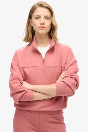 Superdry Vrouwen Sport Tech Relaxed Sweatshirt met Halve Rits Grootte: 36