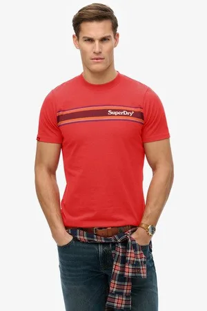 Superdry Mannen Gestreept T-shirt met Venue-logo en Relaxte Pasvorm Grootte: Xxl