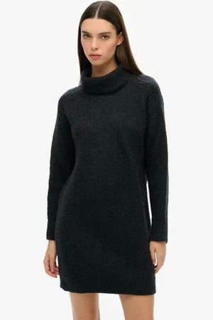 Superdry Vrouwen Gebreide Jurk met Rolkraag Grootte: 44