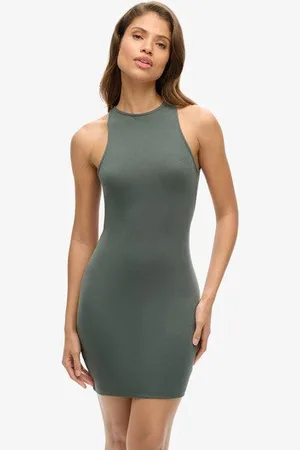 Superdry Vrouwen Jersey Mini-jurk met Gekruiste Bandjes Grootte: 42
