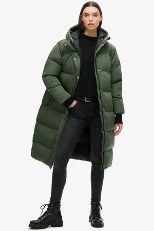 Superdry Vrouwen Lange Pufferjas met Capuchon Grootte: 44