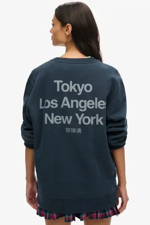 Superdry Vrouwen Oversized Core Logo City Sweatshirt met Losse Pasvorm Grootte: L