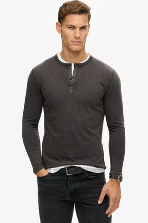 Superdry Mannen Jersey Grandad-top met Lange Mouwen Grootte: M