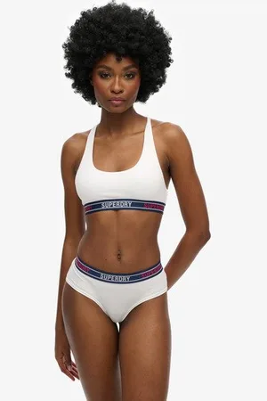 Superdry Vrouwen Korte Multilogo Bralette van Biologisch Katoen Grootte: 36