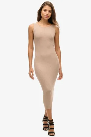 Superdry Vrouwen Rugloze Gebreide Midi-jurk Grootte: 44