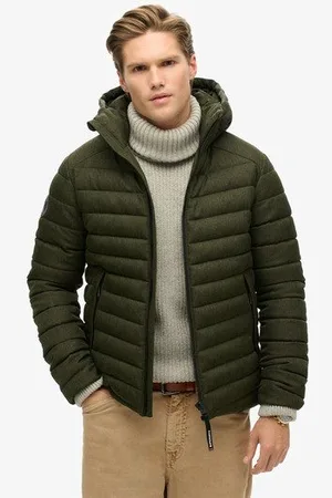 Superdry Mannen Gewatteerde Fuji jas van Tweed met Capuchon Grootte: XL
