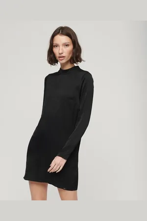 Superdry Vrouwen Satijnen Mini-jurk met Hoge Hals Grootte: 40