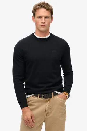 Superdry Mannen Trui met Ronde Hals van Biologisch Katoen en Kasjmier Grootte: L