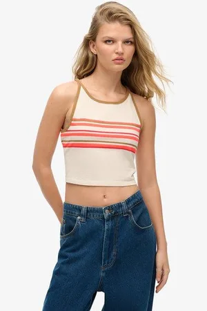 Superdry Vrouwen Gestreepte Vintage Surf Tanktop Grootte: 42
