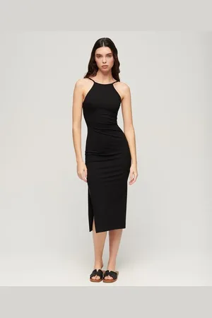 Superdry Vrouwen Jersey Midi-jurk met Kanten Achterkant Grootte: 40