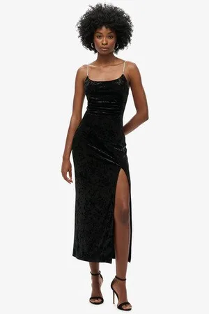 Superdry Vrouwen Diamonte Fluwelen Maxi-jurk Grootte: 44