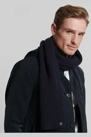 Superdry Mannen Premium Geribde Studios Sjaal Grootte: 1SIZE