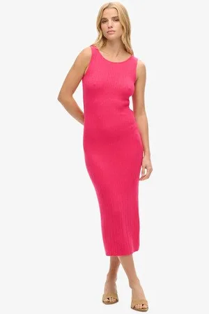 Superdry Vrouwen Rugloze Gebreide Midi-jurk Grootte: 44