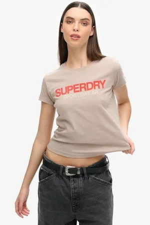 Superdry Vrouwen Aansluitend Sportswear T-shirt met Logo Grootte: 36