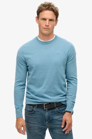 Superdry Mannen Trui met Ronde Hals van Biologisch Katoen en Kasjmier Grootte: L