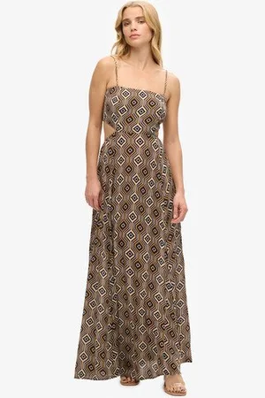 Superdry Vrouwen Maxi-jurk met Transparante Achterkant Grootte: 38