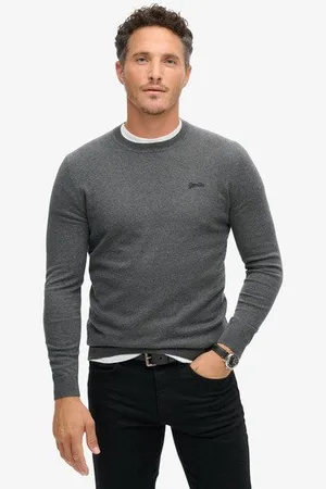 Superdry Mannen Trui met Ronde Hals van Biologisch Katoen en Kasjmier Grootte: Xxl