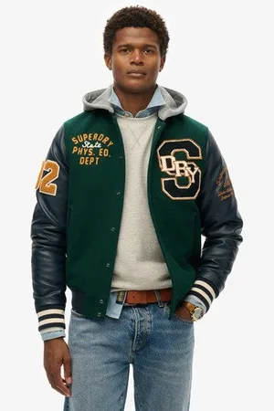 Superdry Mannen College Bomberjack met Capuchon en Patch Grootte: L