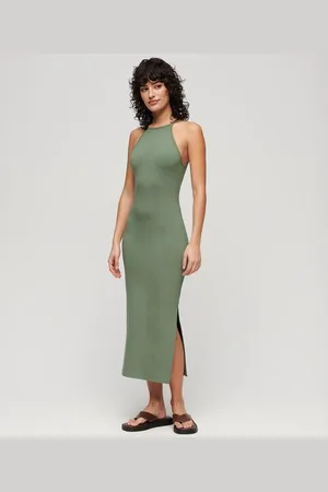 Superdry Vrouwen Jersey Midi-jurk met Kanten Achterkant Grootte: 38
