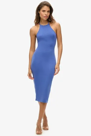 Superdry Vrouwen Jersey Midi-jurk met T-rug Grootte: 36