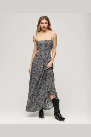 Superdry Vrouwen Maxi-jurk met Transparante Achterkant Grootte: 42