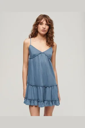 Superdry Vrouwen Jersey Cami Mini-jurk met Gelaagd Ontwerp Grootte: 42