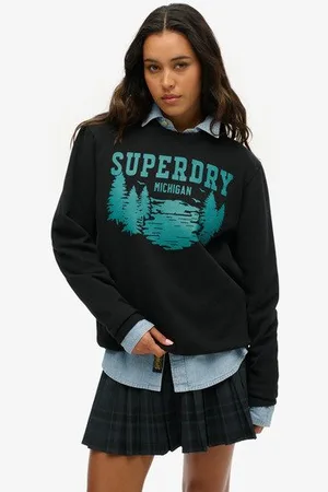 Superdry Vrouwen Oversized Outdoors Sweatshirt met Ronde Hals en Print Grootte: Xxl