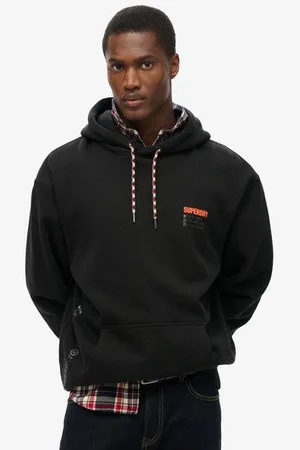 Superdry Mannen Utility Sport Hoodie met Logo en Losse Pasvorm Grootte: M