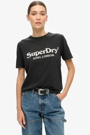 Superdry Vrouwen Metallic Venue T-shirt met Relaxte Pasvorm Grootte: 38