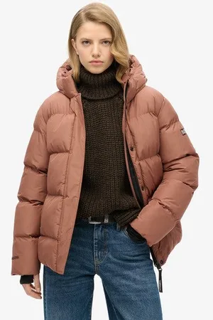Superdry Vrouwen Gewatteerde Sports Pufferjas met Capuchon Grootte: 42