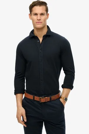 Superdry Mannen Vintage Destroy Piqué Overhemd met Lange Mouwen Grootte: S