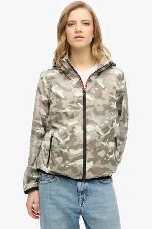 Superdry Vrouwen Windbreakerjas met Capuchon en Logo Grootte: 40
