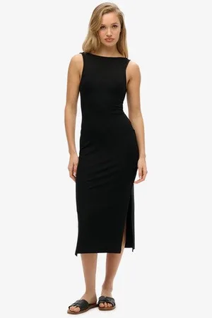 Superdry Vrouwen Jersey Midi-jurk met Gedraaide Achterkant Grootte: 38