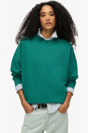 Superdry Vrouwen Essential Oversized Sweatshirt met Ronde Hals en Logo Grootte: 36