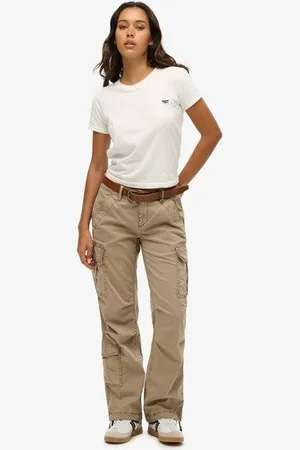 Superdry Vrouwen Rechte Cargobroek met Lage Taille Grootte: 36