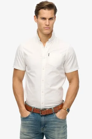 Superdry Mannen Oxford-overhemd met Korte Mouwen Grootte: M