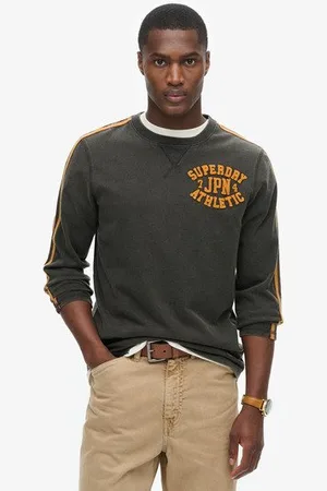 Superdry Mannen Vintage Athletic Gestreepte top met Lange Mouwen Grootte: S