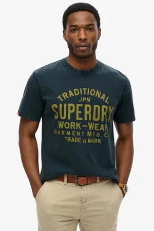 Superdry Mannen Machined Goods Workwear T-shirt Grootte: Xxl