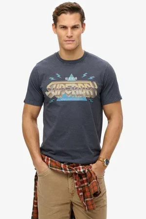 Superdry Mannen Rock Band Logo T-shirt met Relaxte Pasvorm Grootte: Xxl