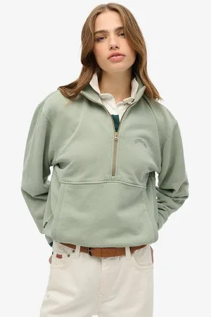 Superdry Vrouwen Essential Oversized Sweatshirt met Halve Rits en Logo Grootte: 38