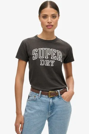 Superdry Vrouwen Athletic Essentials T-shirt met Print en Aansluitende Pasvorm Grootte: 44